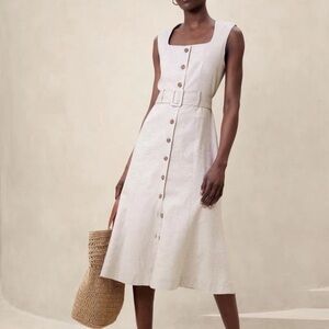 Banana Republic White Cotton Button-Front Summer Dress